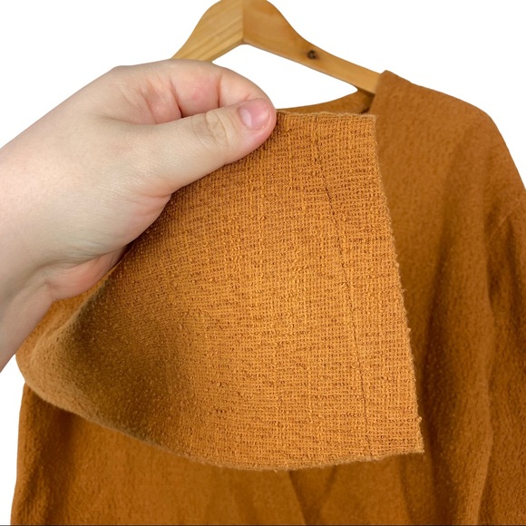 Madewell Texture & Thread Faux Wrap Tie Waist V Neck Bell Sleeve Top Burnt Cedar - Picture 7 of 12